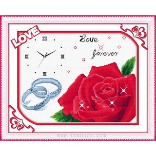 Tranh Thêu Chữ Thập Đồng Hồ Tình Yêu Vĩnh Hằng 37054 (KHÁCH TỰ THÊU) KT:63X50CM