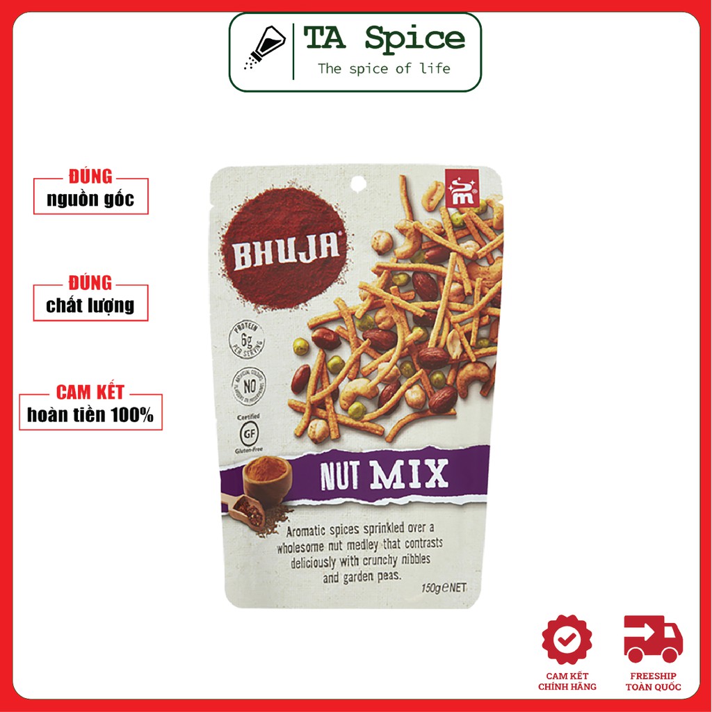 [GIÁ DÙNG THỬ] Snack ăn vặt Bhuja Nut Mix các loại hạt dinh dưỡng 150g - Ăn chay, ăn kiêng - Majans Bhuja Snacks