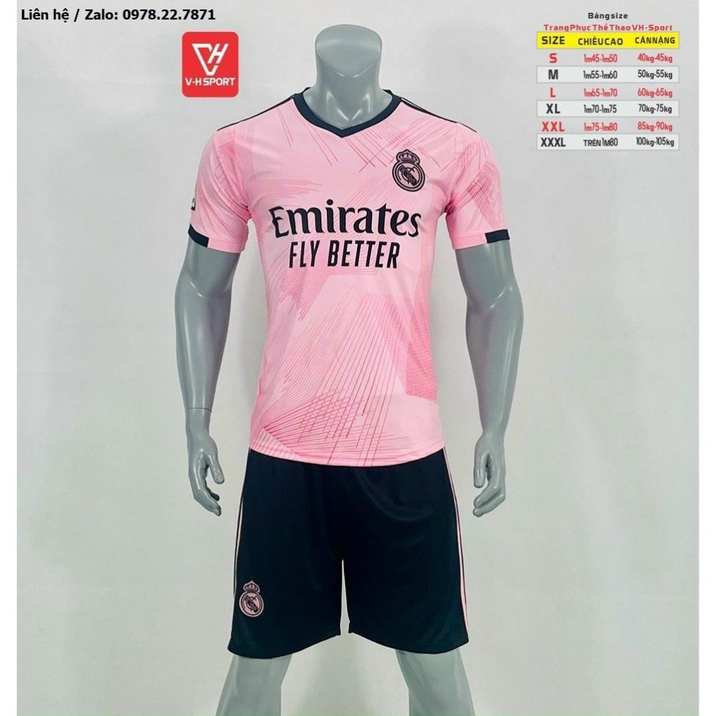 Bộ Quần Áo Bóng Đá Real Madrid Sân Khách Màu Hồng 2022-2023 🥇