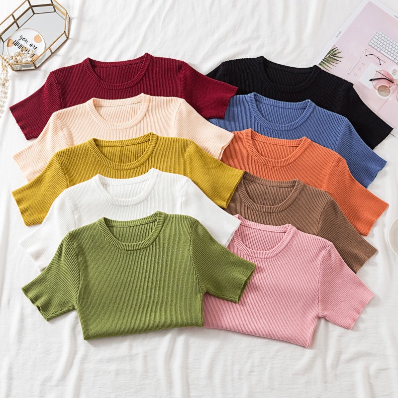 Áo thun Pure Cube tay ngắn cổ tròn thiết kế mỏng chất liệu dệt kim cao cấp thời trang dành cho nữ