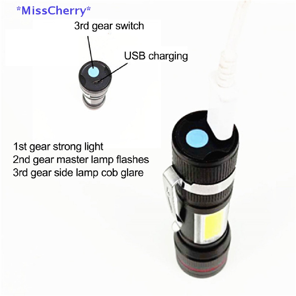 Đèn Pin LED T6 + COB Có Thể Sạc Lại Bằng Cổng USB Mới