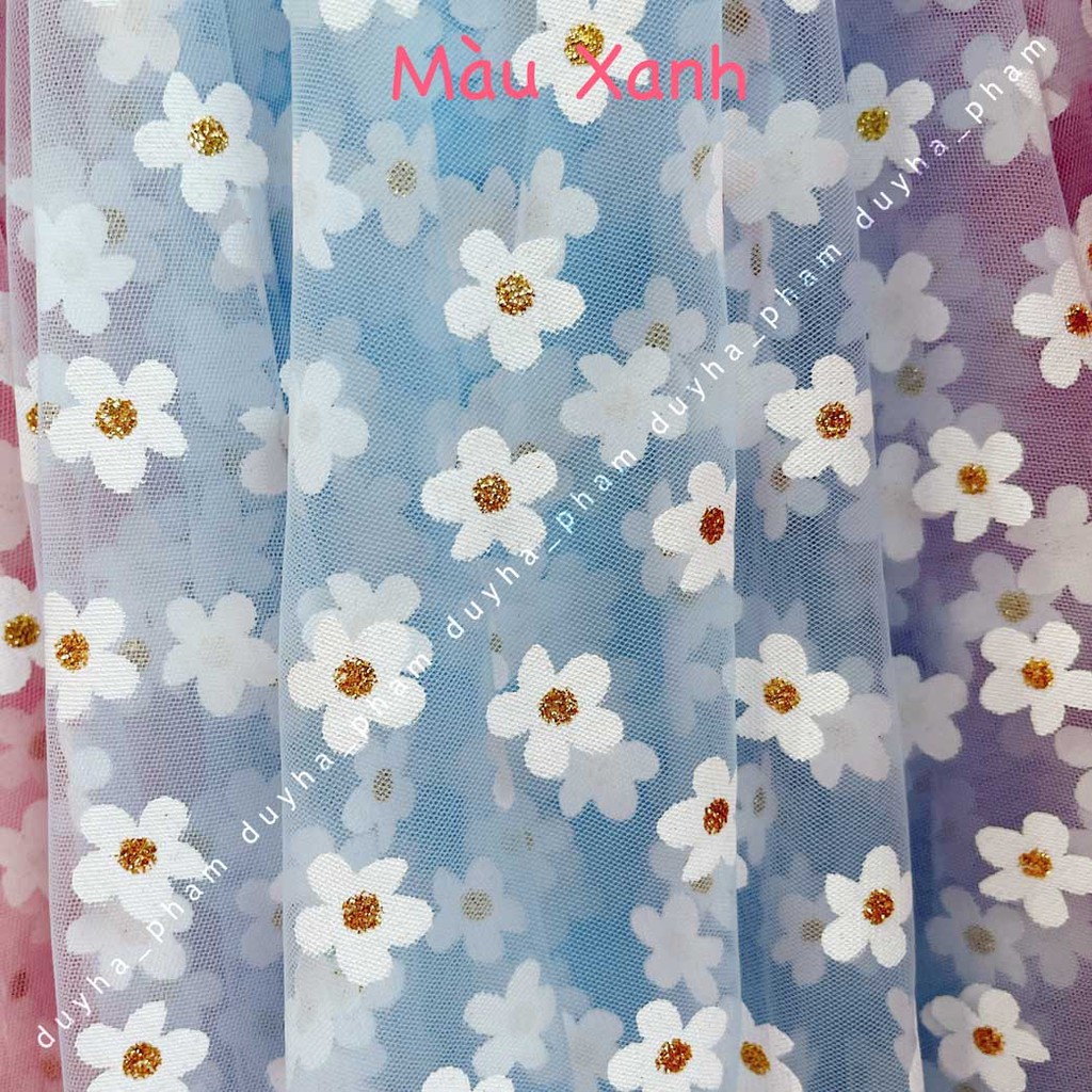 VẢI LƯỚI HOA MAI NHUỴ KIM TUYẾN XIN XẮN