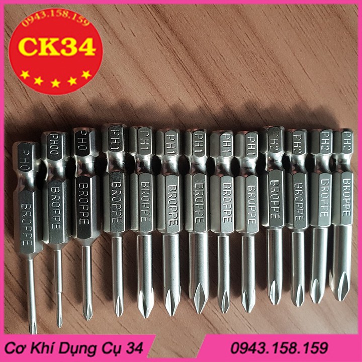 Mũi tô vít 4 cạnh có nam châm. Mũi tô vít 4 cạnh chuôi lục giác dài 50mm cho khoan pin, điện hãng PROPPE cao cấp