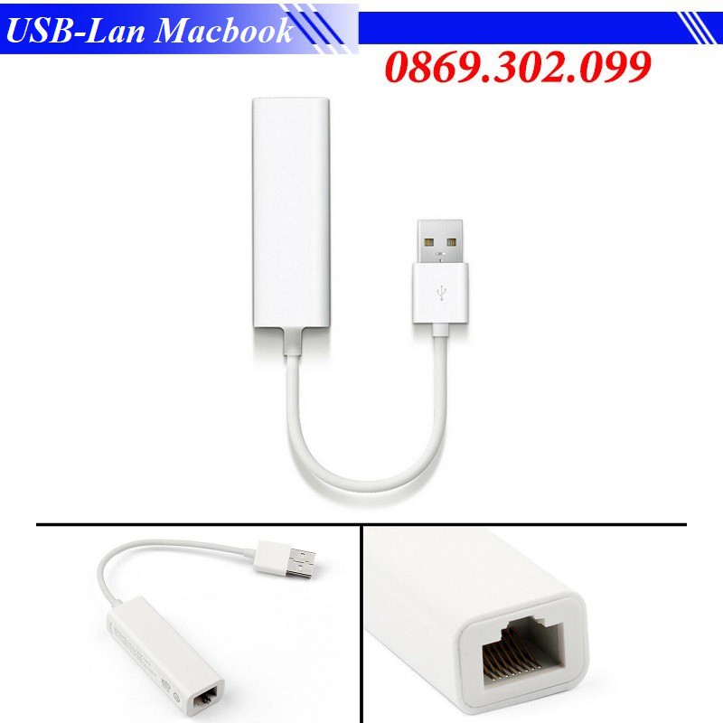 Cáp kết nối Macbook Air với mạng lan qua cổng USB