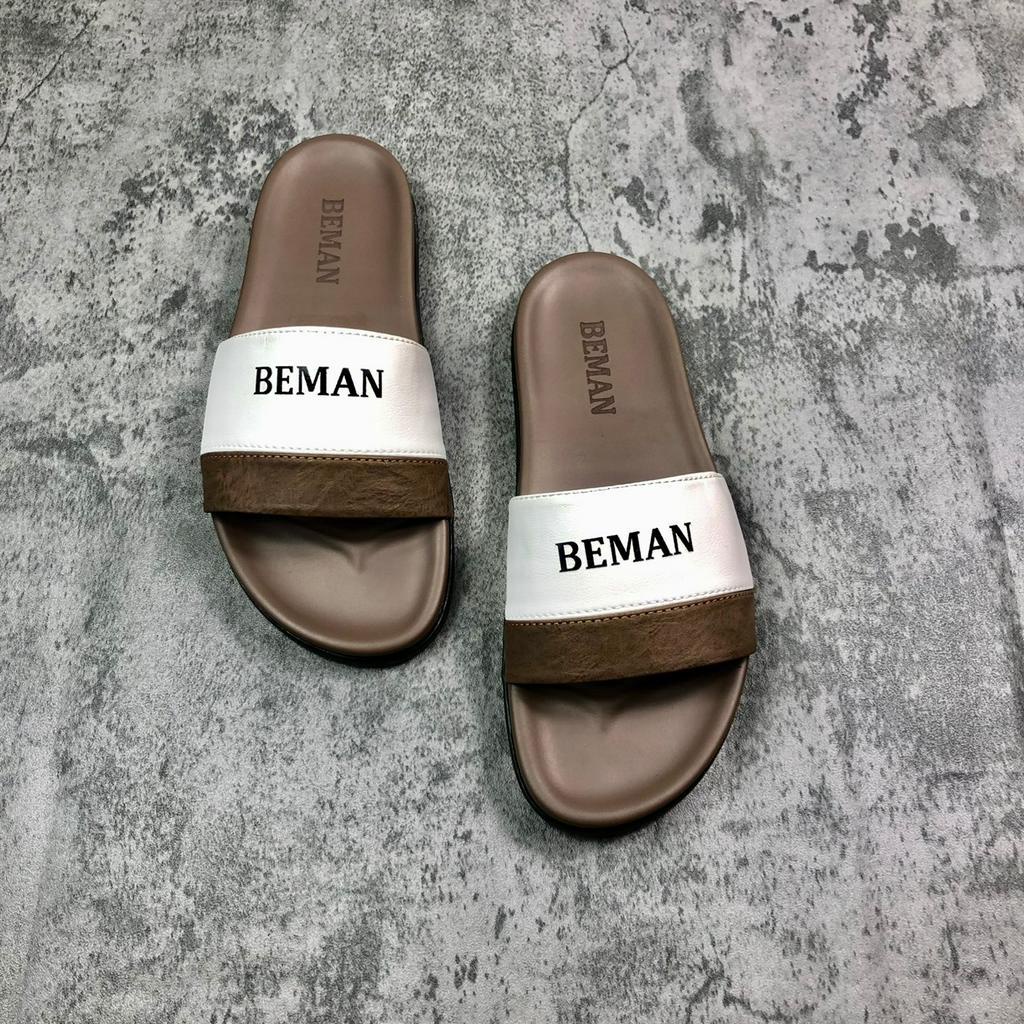 Dép nam quai ngang Beman DBM31,quai da sít phối màu cá tính,đế cao su non hai lớp nguyên khối