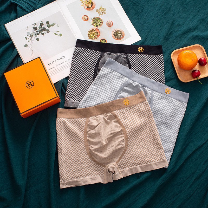 Hộp 3 quần lót nam đùi ,quần sip nam chữ H hộp cam hot hít