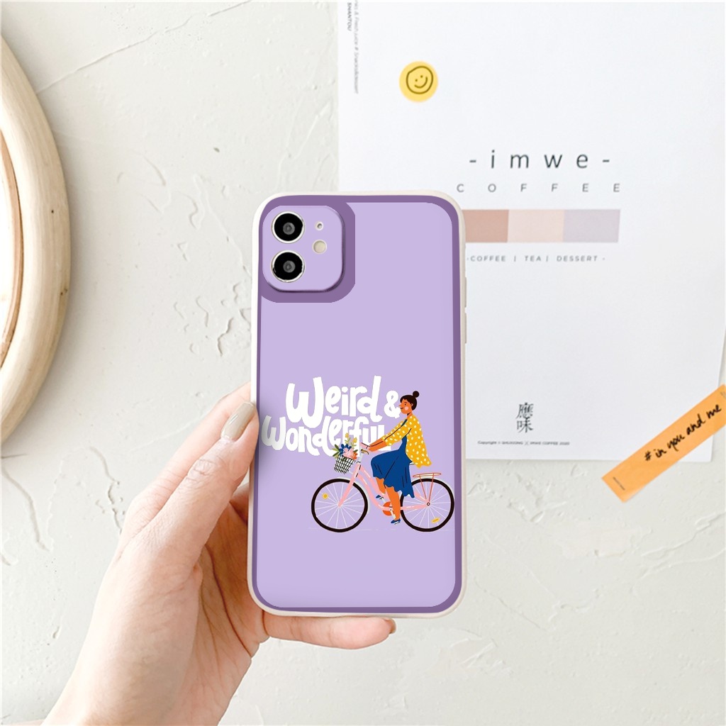 Ốp iphone - Ốp lưng iphone cạnh vuông cô gái xe đạp dành cho ip 6 đến 14promax - ng294
