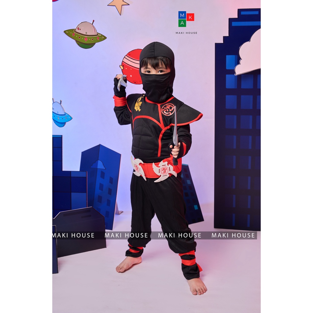 Quần áo trẻ em hoá trang hoạt hình halloween độc lạ Maki Ninja Nhật đầy đủ phụ kiện.HTN221