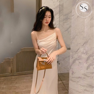 Đầm Maxi Phi Lụa Dây Kiểu (TRẮNG+NUDE+TÍM)