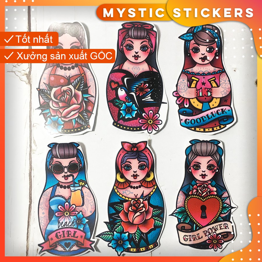 [BÚP BÊ NGA] 6 Sticker chống nước/ dán laptop vali xe mũ bảo hiểm nhà cửa ...