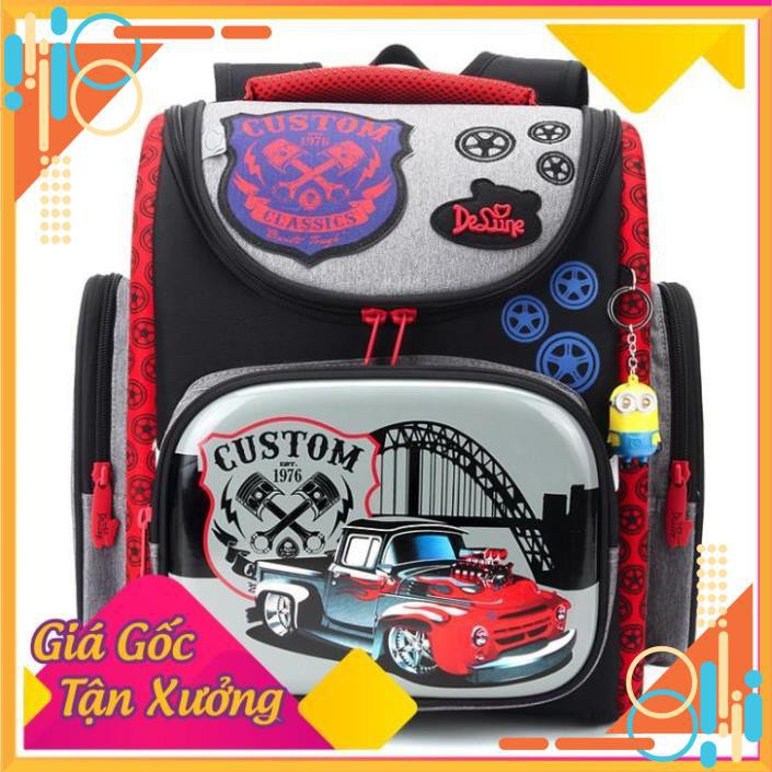 Balo chống gù lưng Delune của nga hình Siêu xe, chống thấm nước, siêu nhẹ cho bé COCASHOP
