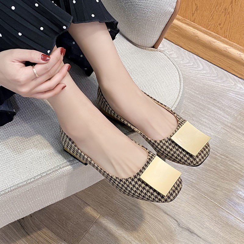 Single Shoes Gentle Spring New Korean Fashion Casual Square Toe Shallow Mouth Thick Heel Women'S Shoes