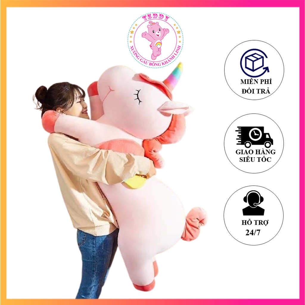 Gấu Bông Ngựa Pony Unicorn Siêu To Khổng Lồ Size 80Cm Hàng Cao Cấp Xuất Siêu Thị