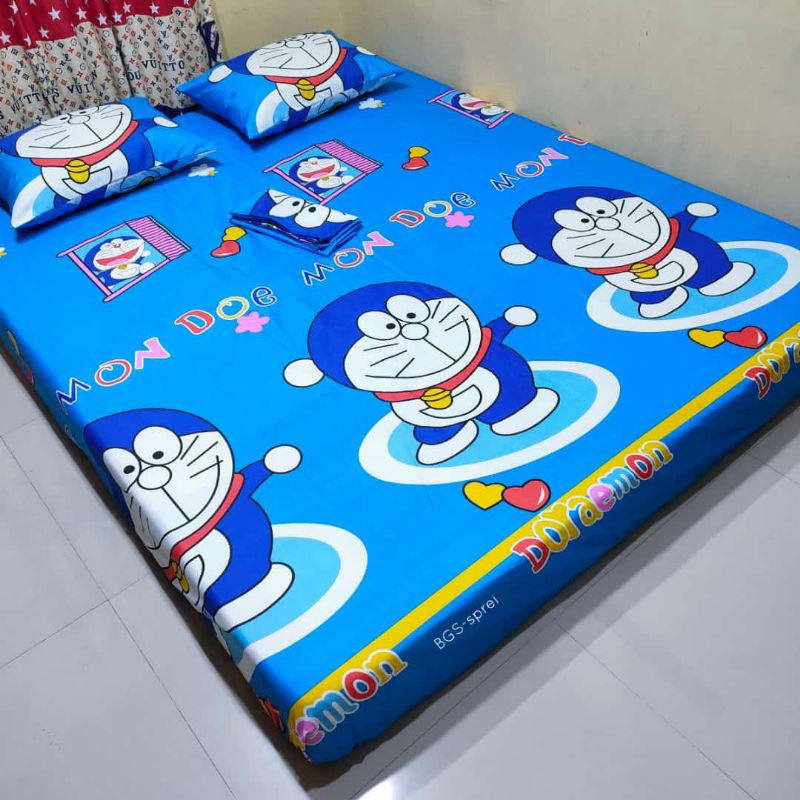 Ga trải giường bằng vải lanh hình nhân vật doraemon uk120x200,160x200,180x200,200x200