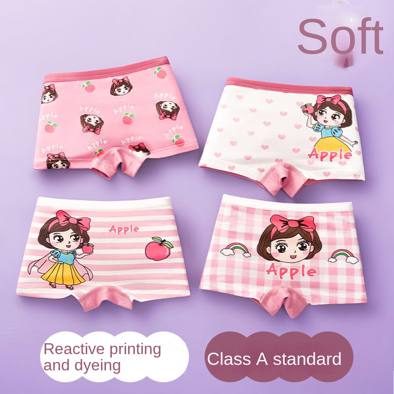 Quần Lót Cotton Màu Trơn Chống Vi Khuẩn Cho Bé Gái