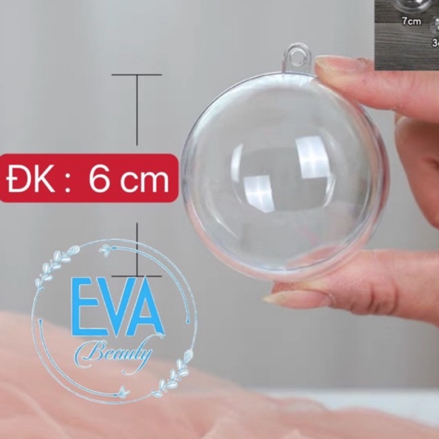 Quả Bóng tròn Nhựa Trang Trí Trong Suốt Đường Kính 6 Cm