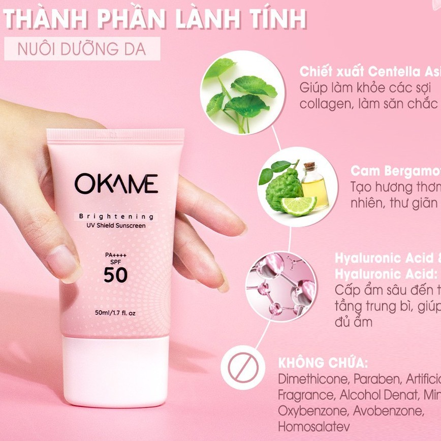 Kem chống nắng Okame Brightening UV Shield Sunscreen SPF 50 PA++++ 50ml