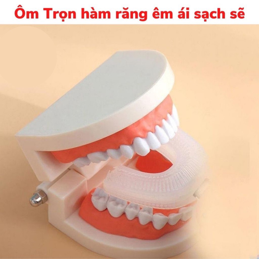 Bàn chải đánh răng cho bé từ 2-6 tuổi - thiết kế chữ U thông minh, silicon y tế an toàn sức khoẻ với bé