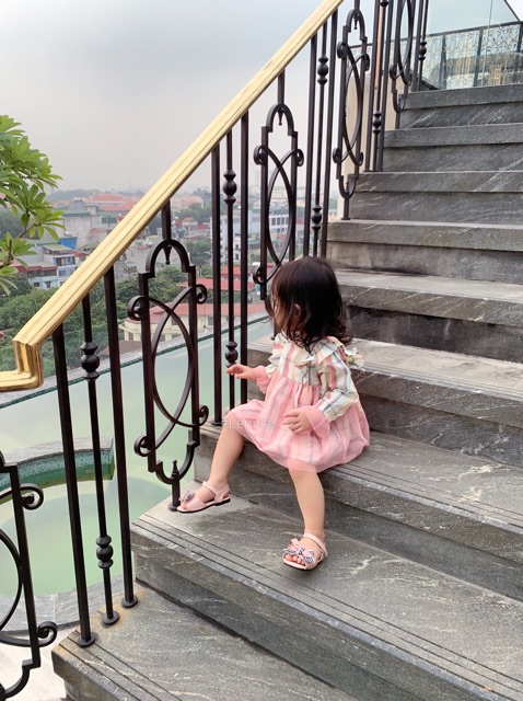 Váy kẻ tutu hồng Lennco