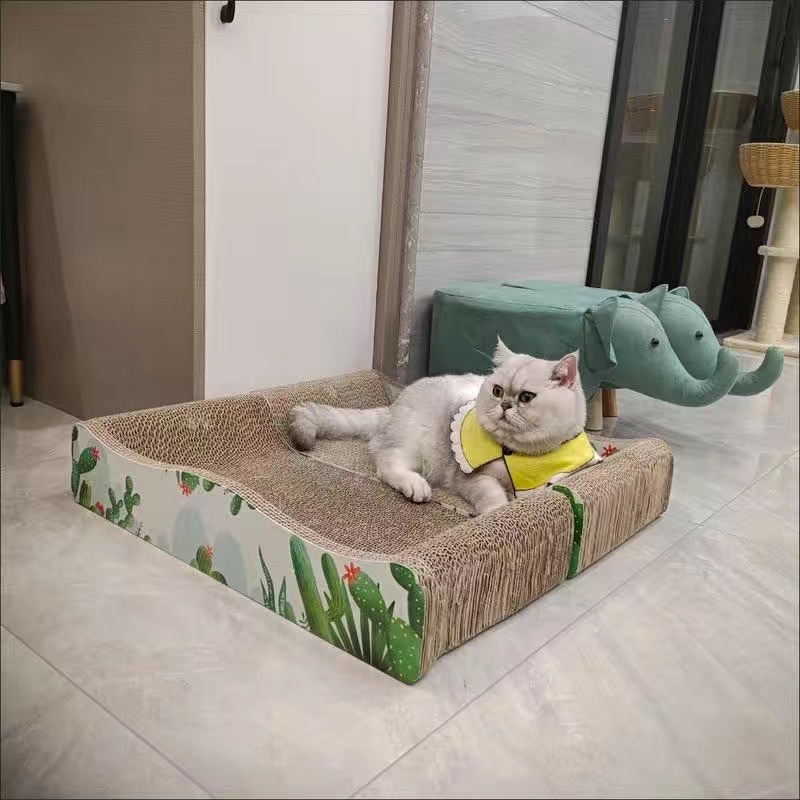 Ổ nằm kết hợp bàn cào móng cho mèo siêu to hoạ tiết xinh xắn🌵🦩🐝 tặng kèm catnip