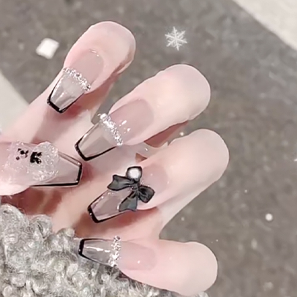 Bộ 24 móng tay giả ngắn trang trí nghệ thuật cho nữ