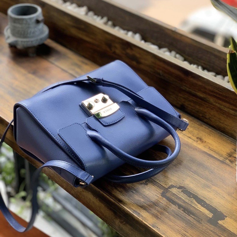 Túi Furla Satchel xanh pervinca tuyệt đẹp XẢ HÀNG