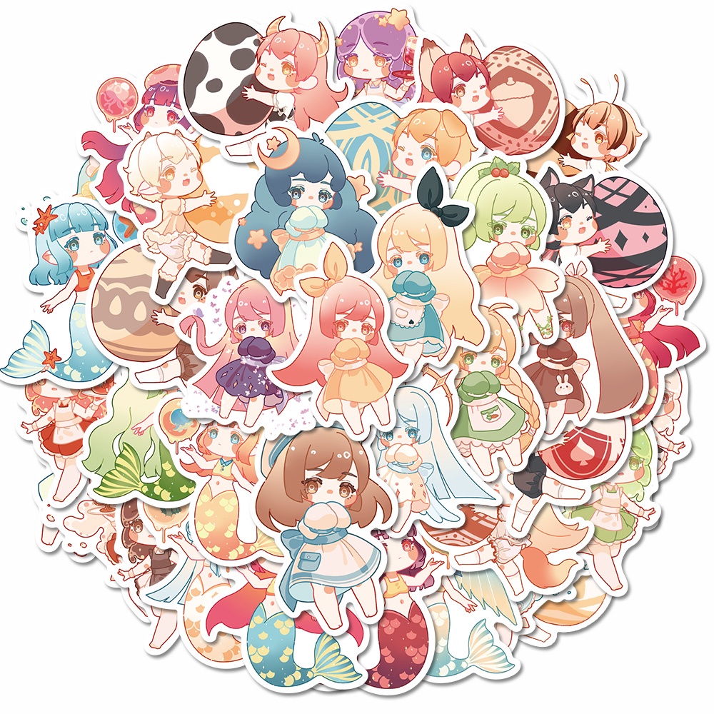 Bộ 40 Miếng Dán Trang Trí Laptop Chống Nước Không Lặp Lại Hình Nhân Vật Hoạt Hình Dễ Thương