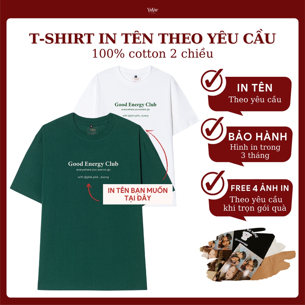 Áo Unisex nam nữ - GOOD ENERGY CLUB - Tặng 4 ảnh in khi chọn gói quà - VuVer