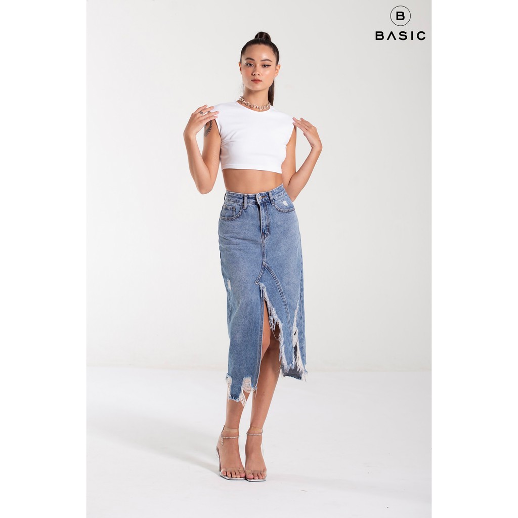 Chân Váy Jeans Bút Chì Xẻ Tà Basic CATCHY SKIRT