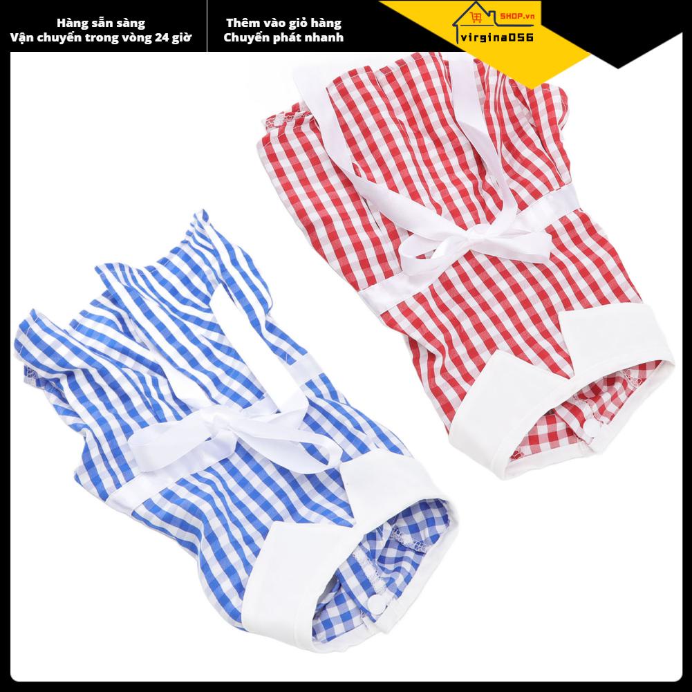 Virgina056 Váy cho thú cưng Mùa hè Kẻ sọc dễ thương Bowknot Ruy băng Đai chống nắng Bảo vệ mèo chó