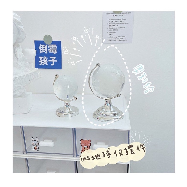 Quả Cầu Thủy Tinh Mini Trang Trí, Decor Bàn Học