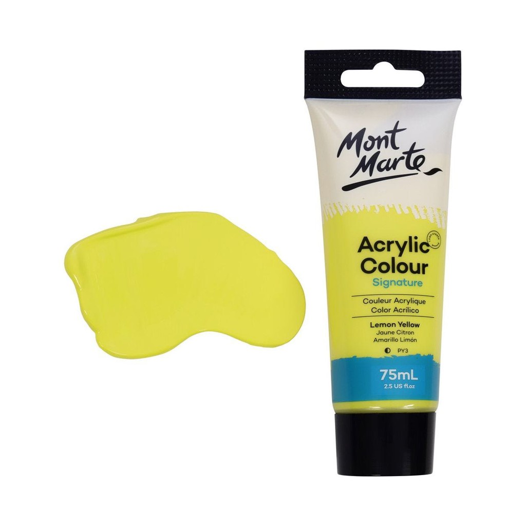 Màu Acrylic Mont Marte 75ml - Lemon Yellow - Acrylic Colour Paint Signature 75ml (2.54oz) - MSCH7502