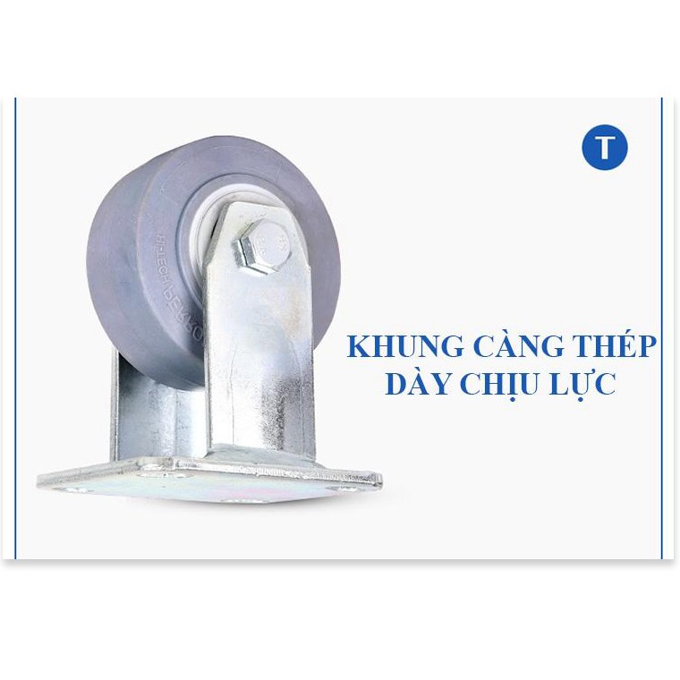 Bánh xe đẩy hàng Cao su - Giảm ồn tối đa - bánh xe đẩy hàng bệnh viện  150mm