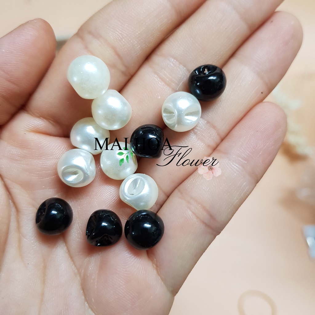 Set 30 chiếc Khuy nút cài áo tròn giả ngọc, cúc cài áo tròn giả ngọc, Maihoaflower