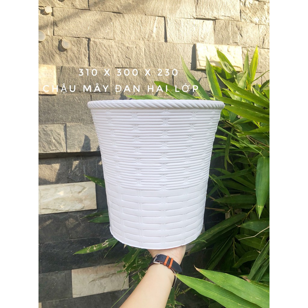Chậu mây đan 2 lớp