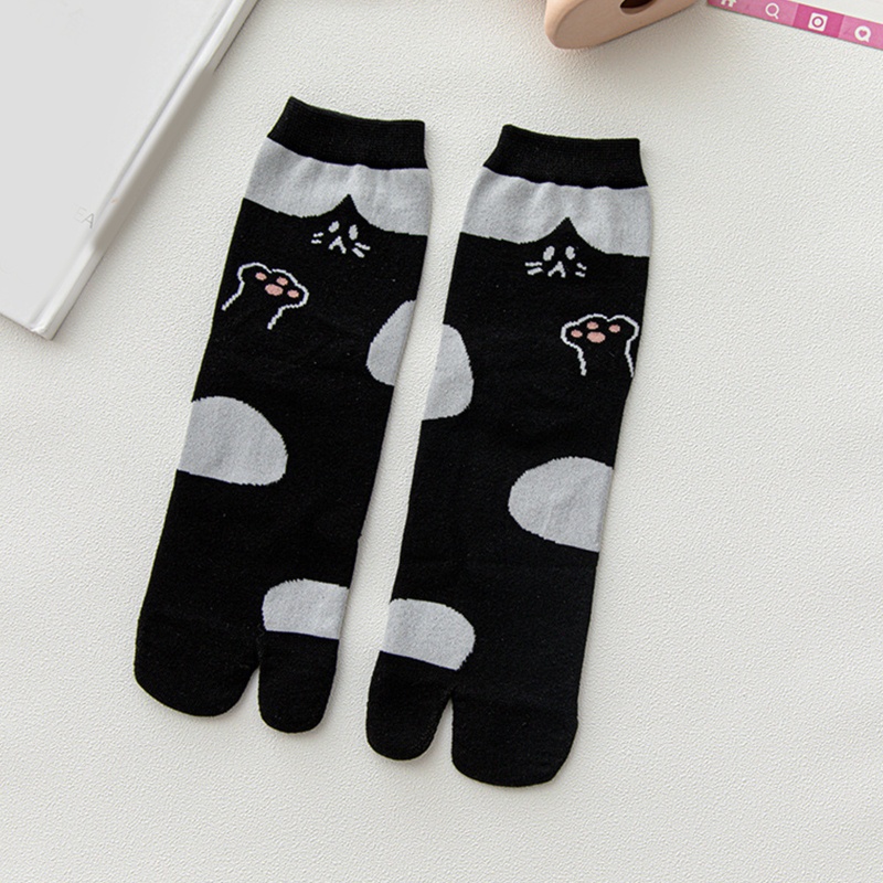 Vớ Xỏ 2 Ngón Bằng Cotton In Họa Tiết Mèo Hoạt Hình Dễ Thương Phong Cách Harajuku Cho Nữ