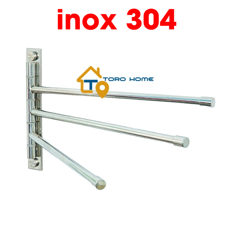 Thanh treo khăn inox 304 loại 3 chia BC-3 Toro Home, Cam kết chất liệu inox Chuẩn 304