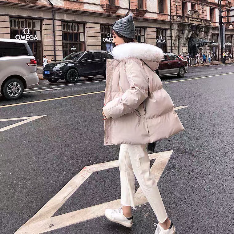 Áo phao nữ Hàn quốc lông vũ chất đẹp quảng châu cao cấp màu đen, kem DAP1 | BigBuy360 - bigbuy360.vn