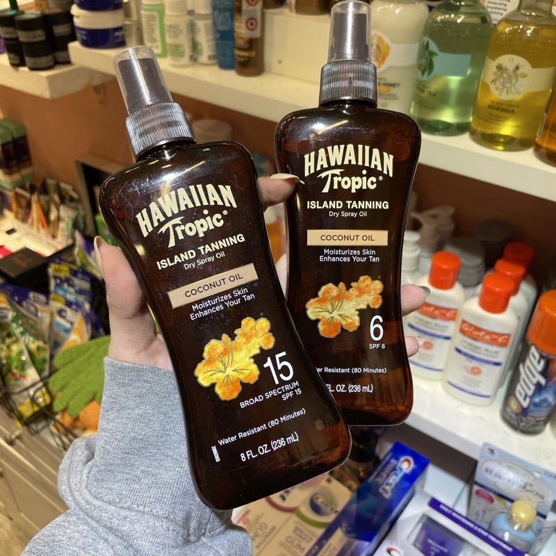 Dầu tắm nắng &amp; bảo vệ da Hawaiian Tropic Sunscreen Protective Tanning Dry Oil Sunscreen Spray (Mỹ)