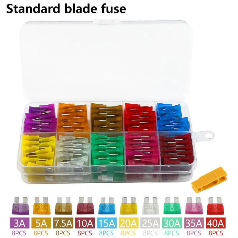 Bộ 80 Cầu Chì Tiêu Chuẩn 12V 3 5 7.5 10 15 20 40