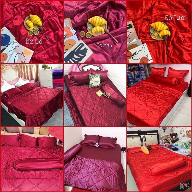 BỘ GA PHI LỤA 5 MÓN - 2 VỎ GỐI NẰM - 1 VỎ GỐI ÔM - 1 GA NỆM - 1 MỀN CHẦN BÔNG