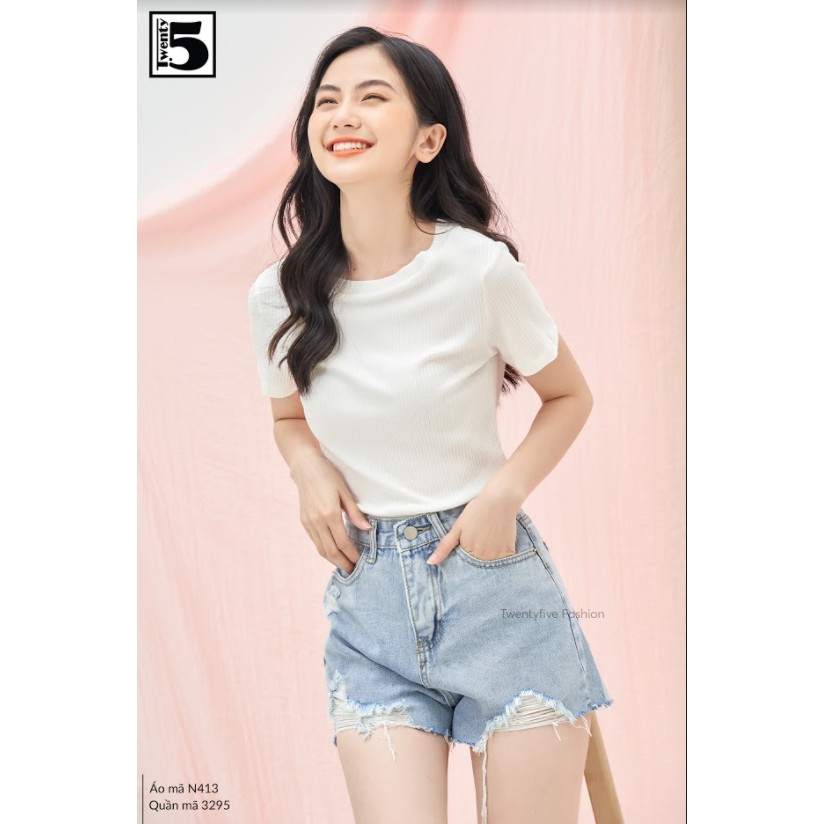 Áo thun trơn nữ cổ tròn Twentyfive N413