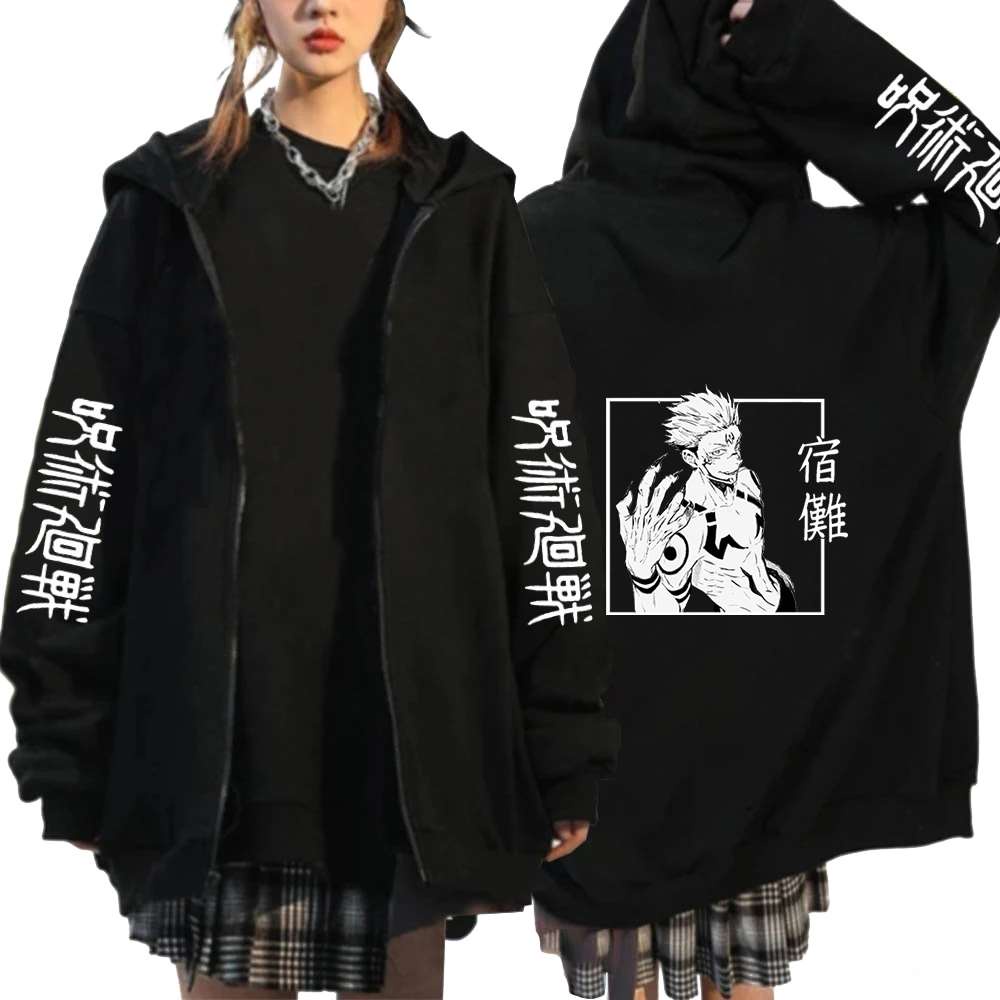 Jujutsu Kaisen Áo Khoác Hoodie Có Khóa Kéo In Hình Anime Yuji Itadori Cho Nam