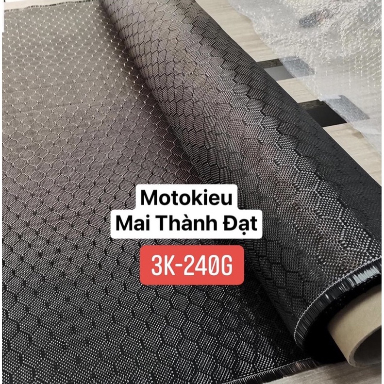 Vải Carbon Fiber Black Twill/Honeycomb 3k240g ( Khổ 100cm x 100cm ) 1m2