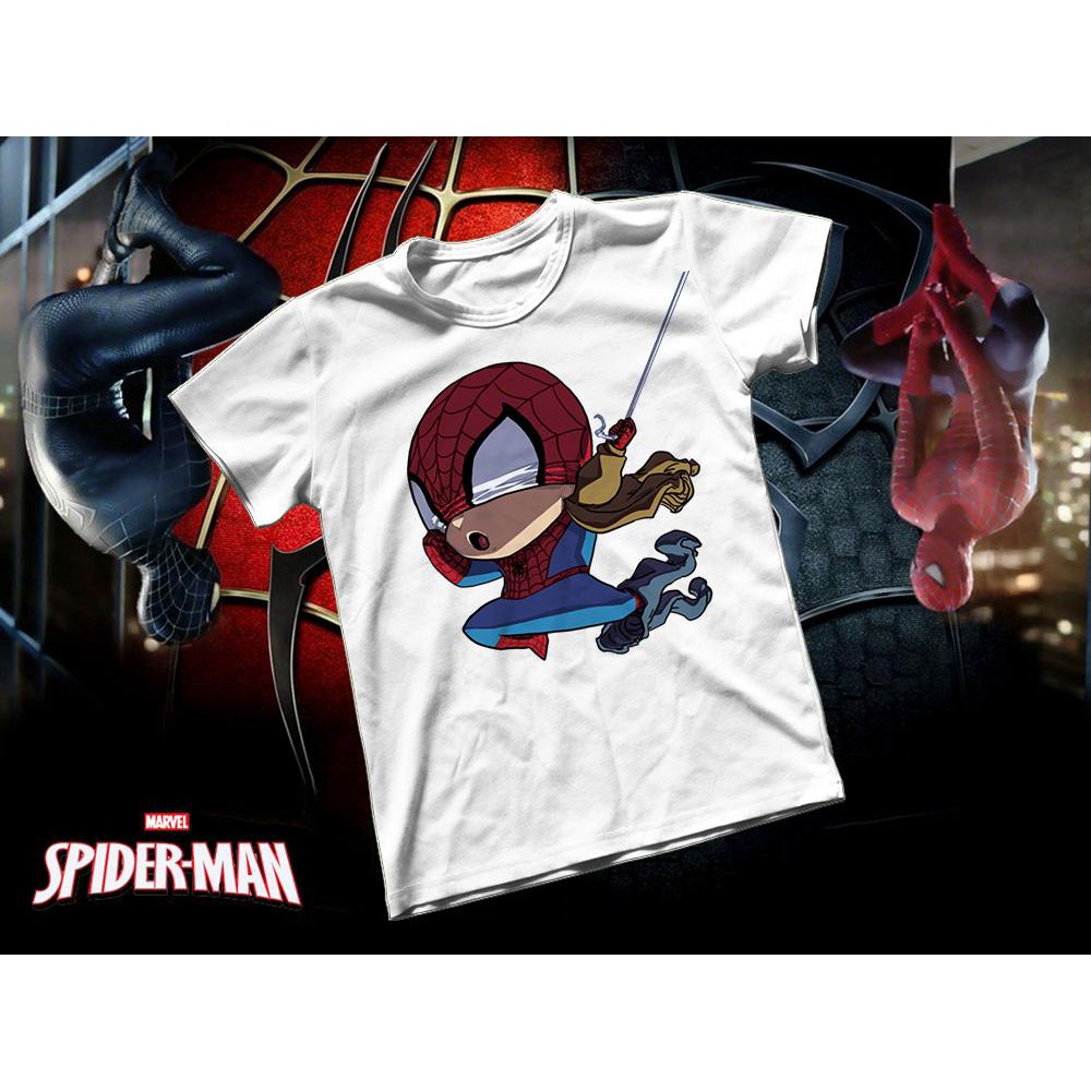 Áo thun Cotton Unisex - Movie - Spider Man - Peter packer Spider man chibi