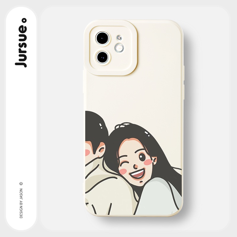 Ốp lưng JURSUE hoạt hình cặp đôi dễ thương đẹp cho iPhone 13 12 11 Pro Max SE 2020 X XR XS 8 7 ip 6S 6 Plus Y2073