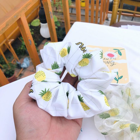 [Ảnh Thật] Cột Tóc Vải Scrunchies Trái Thơm PINEAPPLE KẺ VUÔNG