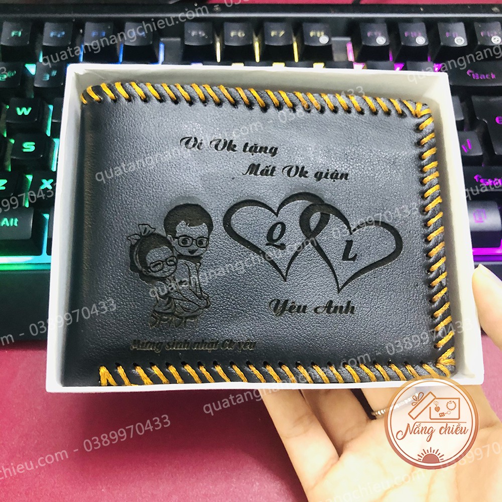 Quà tặng sinh nhật cho bố, anh trai, em trai, cho chồng_ Ví da khắc theo yêu cầu
