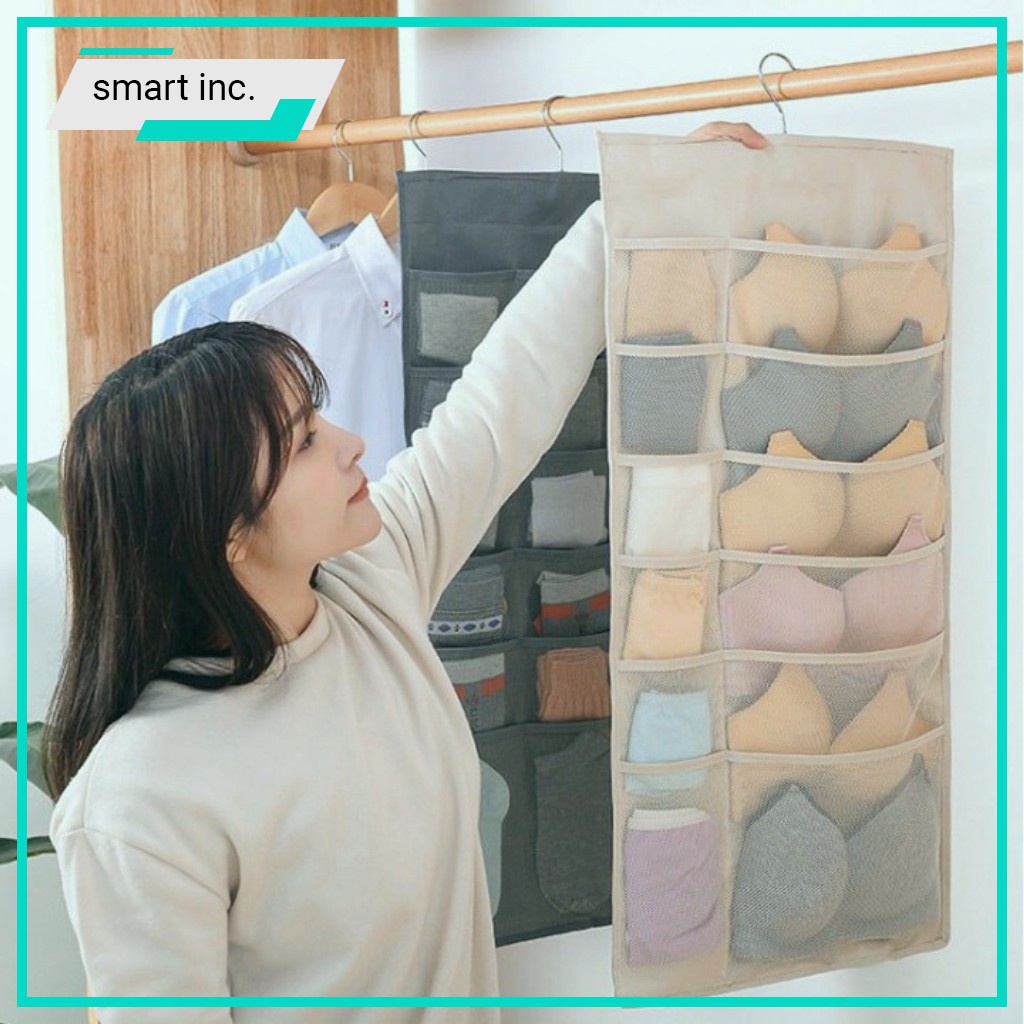 Túi Treo Đựng Đồ Lót Quần Áo Nữ Treo Tủ 2 Mặt Chống Bụi Nhiều Ngăn Đựng Đồ Phụ Nữ Để Tất Vớ Đồ Lót Có Móc Treo