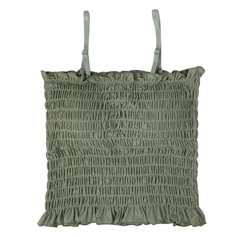 DUNEA Áo Hai Dây Vải Lụa Mát Xếp Ly Có Đệm Ngực Thời Trang Quyến Rũ Cho Nữ